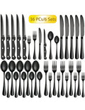 36-Pcs Black Stainless Steel Cutlery Sets