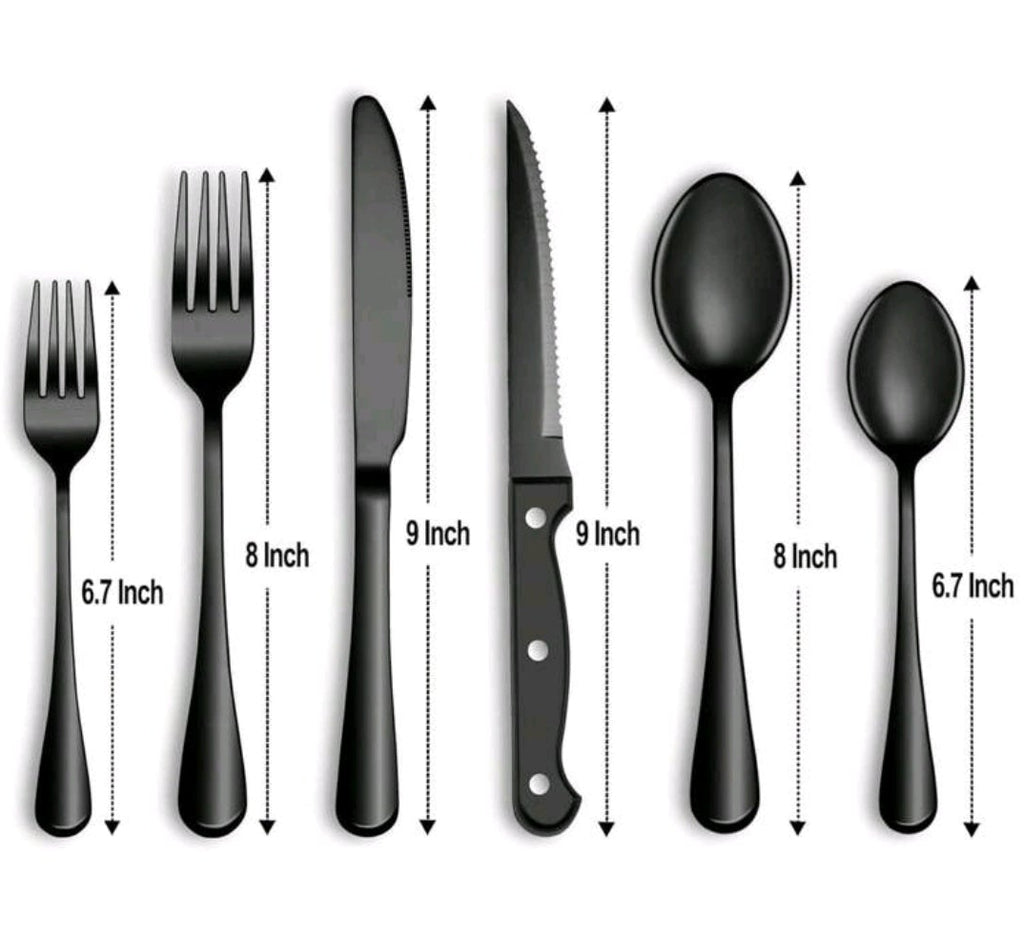 36-Pcs Black Stainless Steel Cutlery Sets